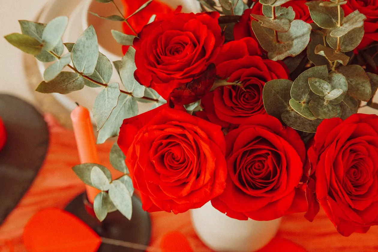 Red roses bouquet for Valentine's Day